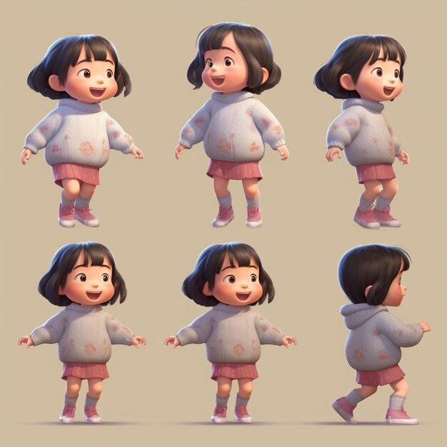 a close up of a cartoon character with different poses generative ai