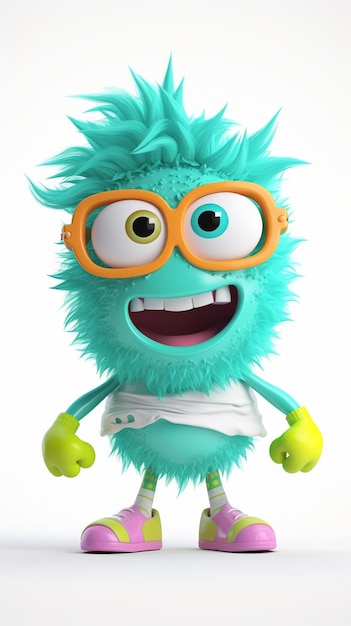 a close up of a cartoon character with glasses and a green hair generative ai