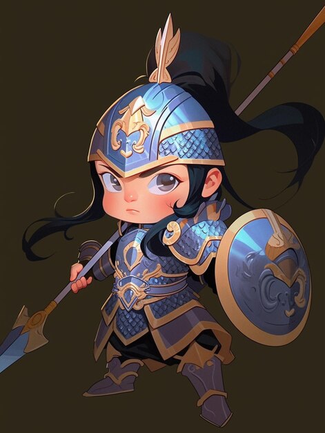 a close up of a cartoon character with a sword and shield generative ai