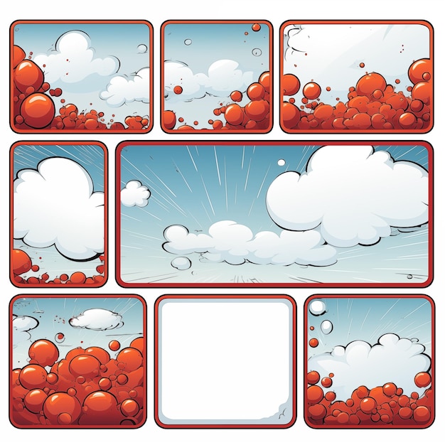 a close up of a cartoon comic book page with red balloons generative ai