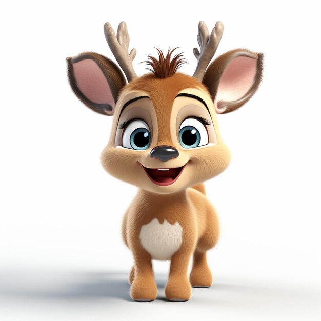 A close up of a cartoon deer with big eyes and a big nose generative ai