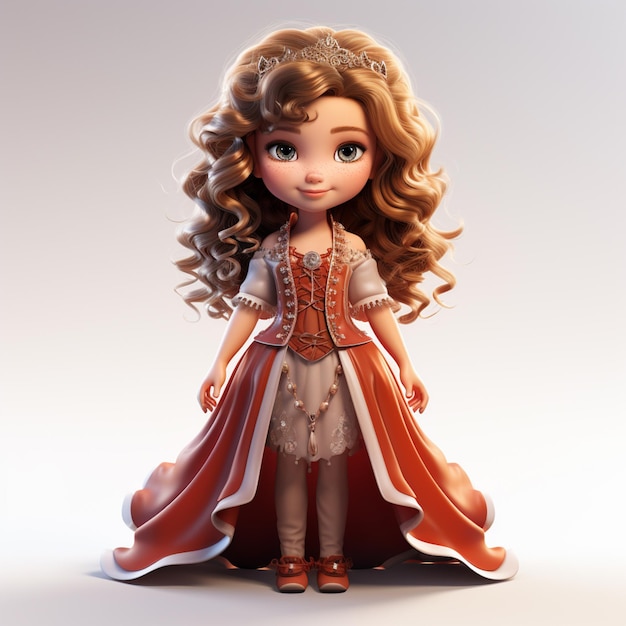 a close up of a cartoon doll wearing a dress and tiable generative ai