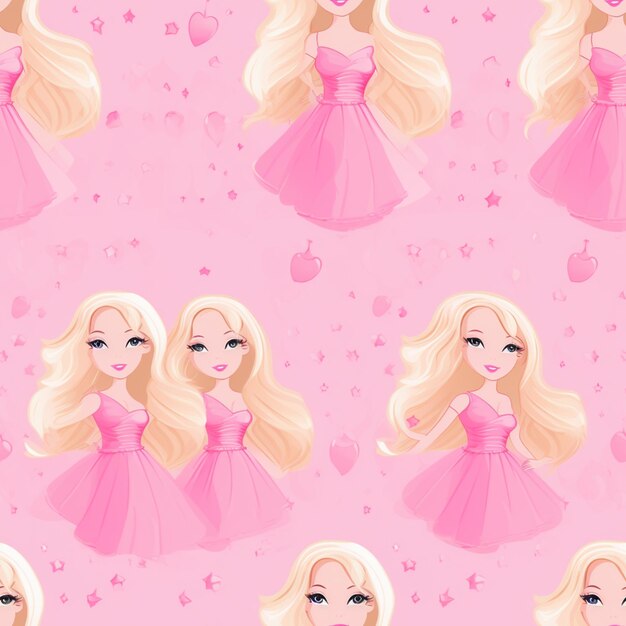 Photo a close up of a cartoon doll with blonde hair and pink dress generative ai