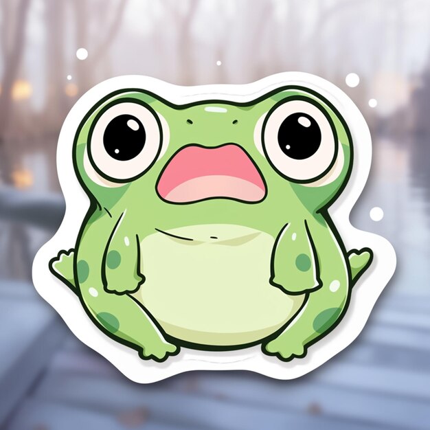 Photo a close up of a cartoon frog with a sad look on its face generative ai