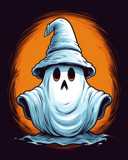 A close up of a cartoon ghost with a hat on generative ai