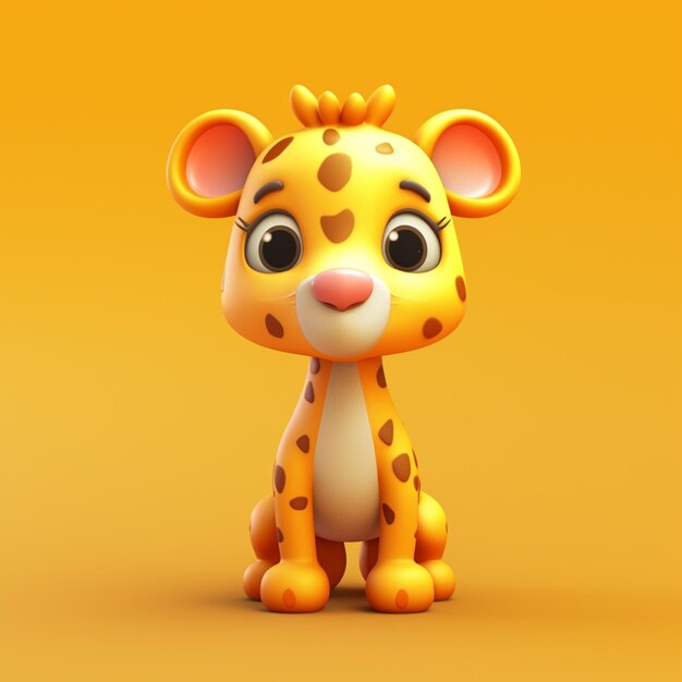 a close up of a cartoon giraffe sitting on a yellow surface generative ai