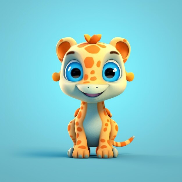 a close up of a cartoon giraffe with big blue eyes generative ai