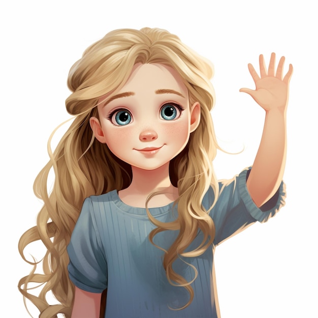 a close up of a cartoon girl waving her hand generative ai