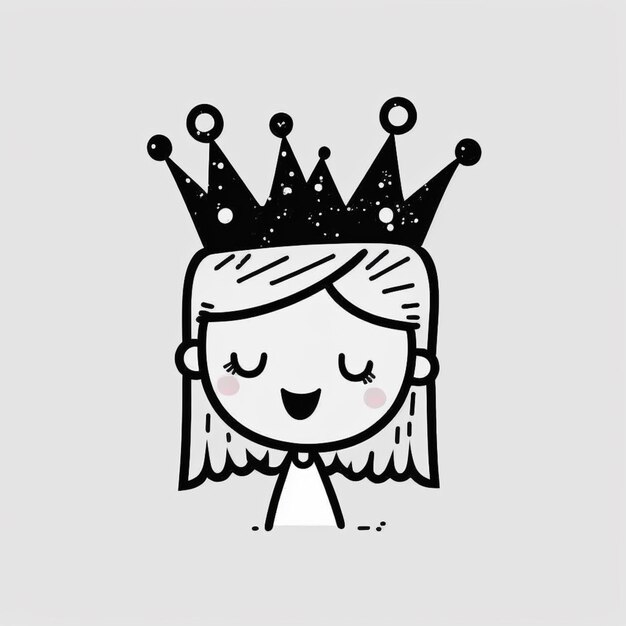 Photo a close up of a cartoon girl wearing a crown on a gray background generative ai