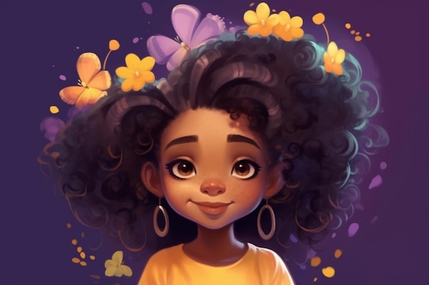 a close up of a cartoon girl with a big afro generative ai