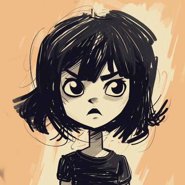 a close up of a cartoon girl with a black hair generative ai