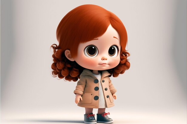 a close up of a cartoon girl with a coat and sneakers generative ai