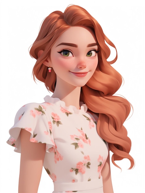 A close up of a cartoon girl with long red hair generative ai