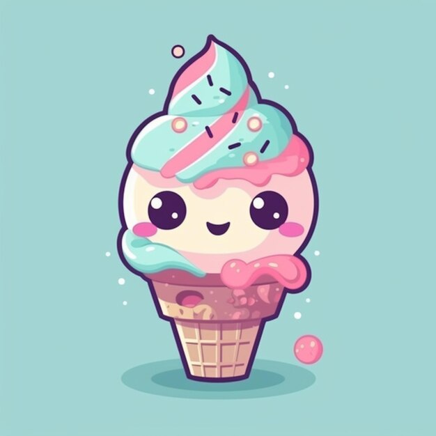 a close up of a cartoon ice cream cone with a sprinkle on top generative ai