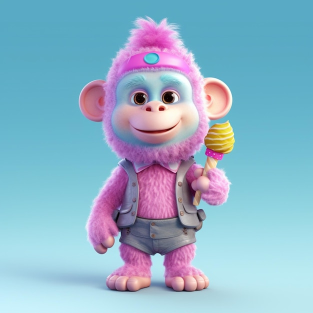 A close up of a cartoon monkey holding a candy generative ai