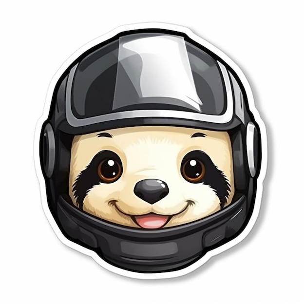 a close up of a cartoon panda wearing a helmet generative ai