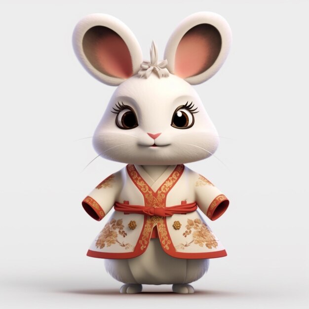 A close up of a cartoon rabbit wearing a kimono generative ai