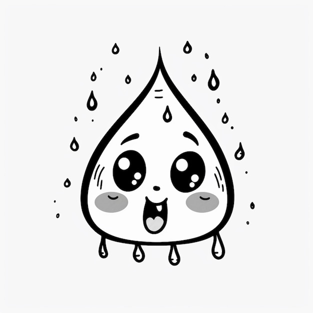 a close up of a cartoon rain drop with a face generative ai