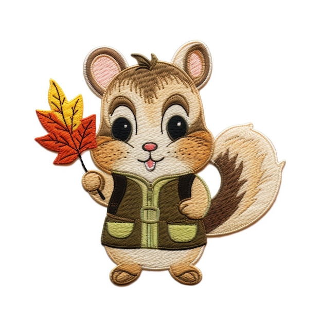 Photo a close up of a cartoon squirrel holding a leaf generative ai