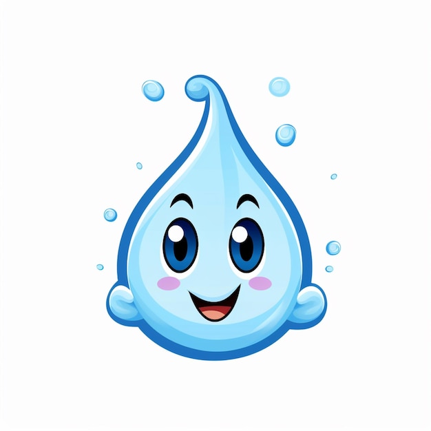 a close up of a cartoon water drop with a happy face generative ai