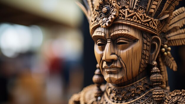 Close Up carved Wooden Statue