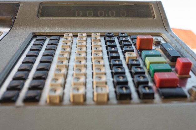 Close-up of cash register in store