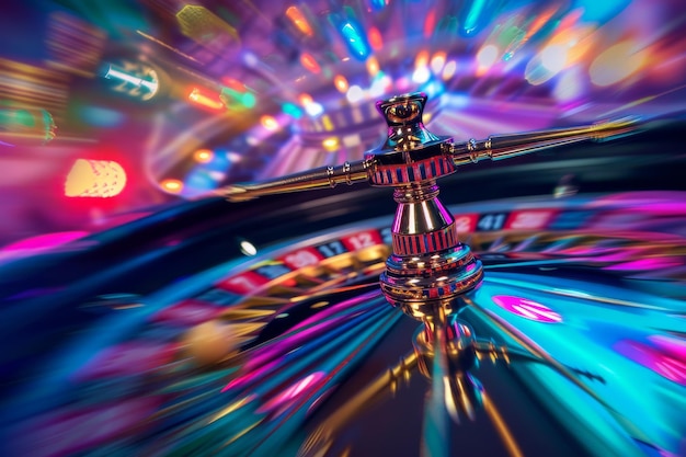 Close up of a casino roulette wheel