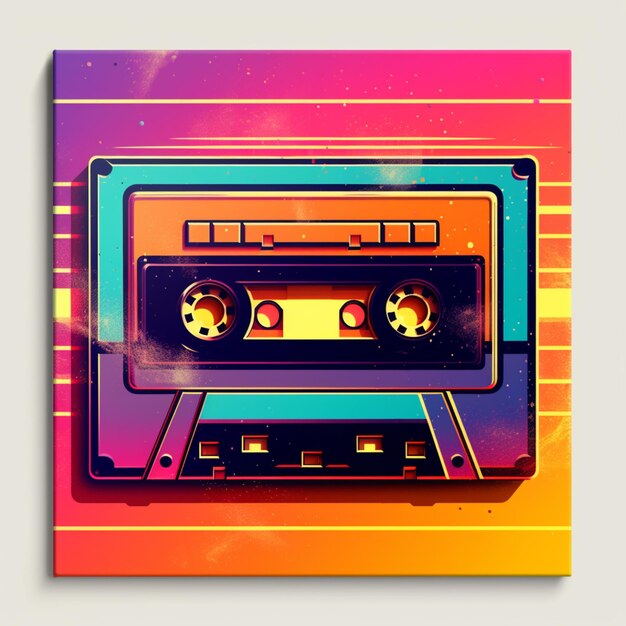 a close up of a cassette player on a colorful background generative ai