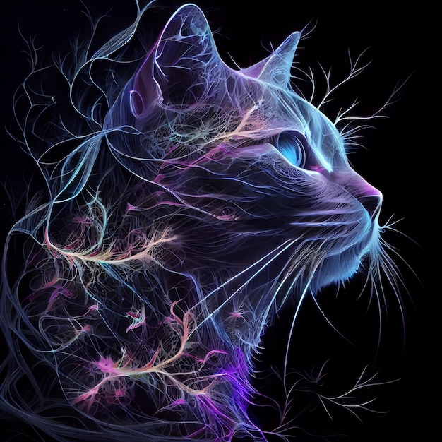 Close up of a cat on a black background generative ai