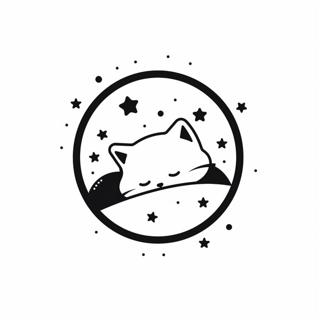 Photo a close up of a cat in a circle with stars generative ai