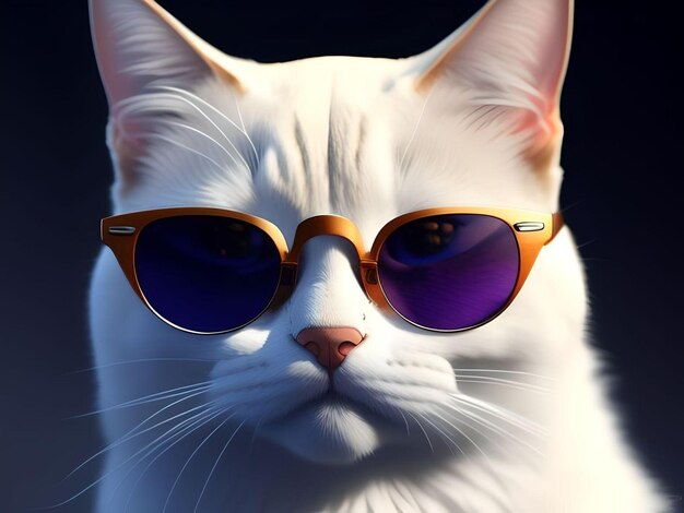 Photo close up of cat face with sunglasses