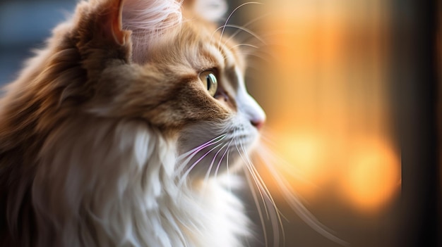 A close up of a cat looking out the window ai