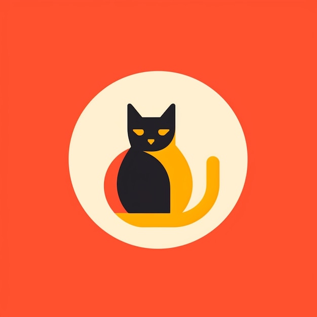 Photo a close up of a cat sitting in a circle on a red background generative ai
