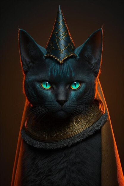 Close up of a cat wearing a costume generative ai