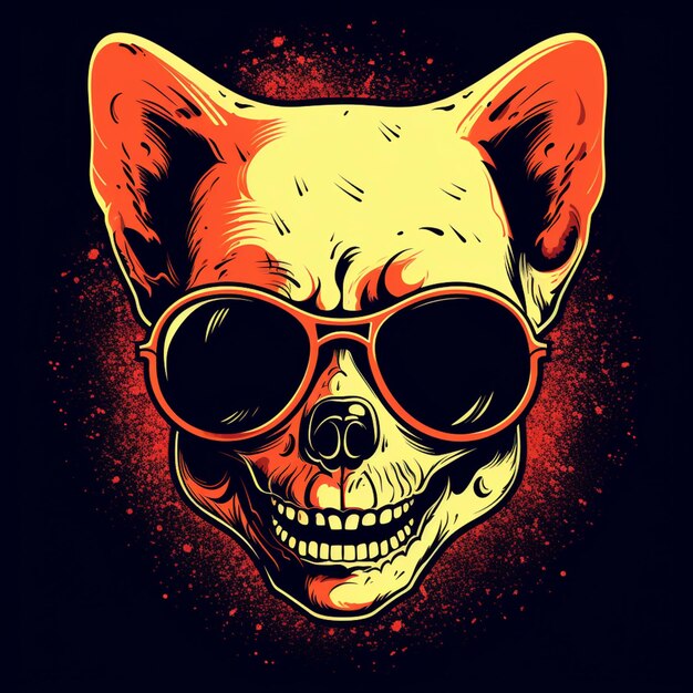 Photo a close up of a cat wearing sunglasses and a skull generative ai