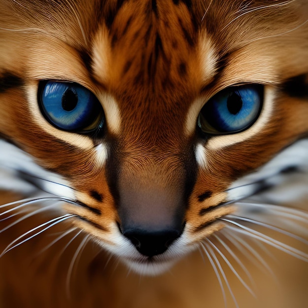 A close up of a cat with blue eyes