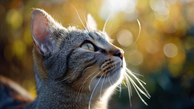 Close Up of Cat With Blurry Background Feline Beauty in Focus