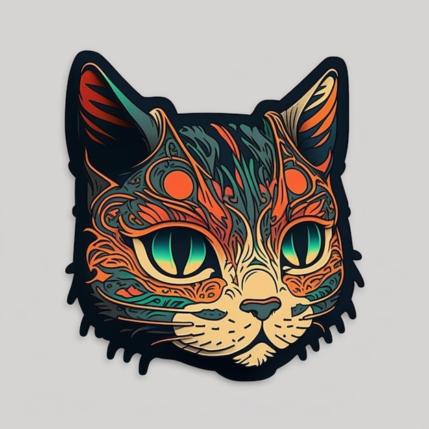 a close up of a cat with a colorful design on its face generative ai