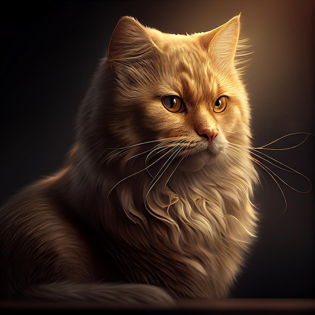 Close up of cat with long hair generative ai