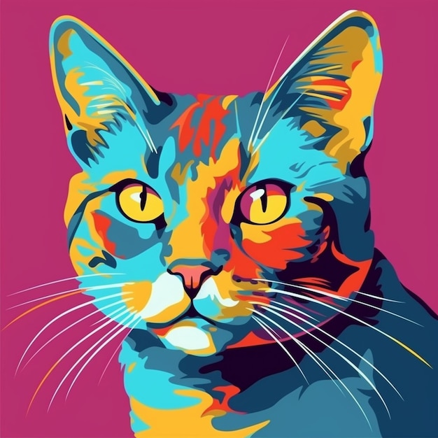 a close up of a cat with a pink background generative ai