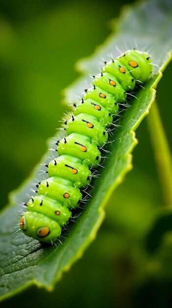 a close up of a cater on a leaf