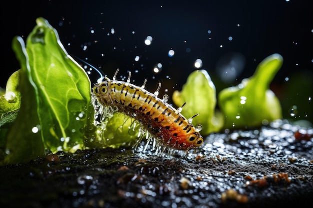 植物上のカタツムリのクローズアップ