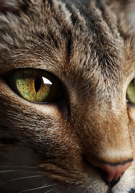 A close up of a cats eye with a green eye