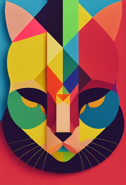 Close up of a cats face on a colorful background generative ai