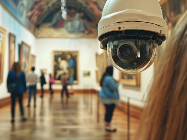 Close up cctv camera in museum