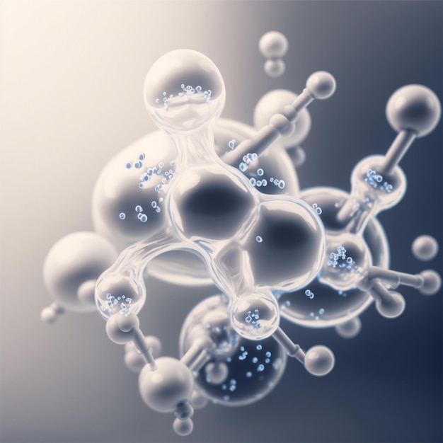 a close up of a cell with many spheres and bubbles generative ai