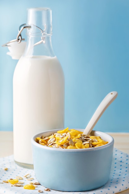 Photo close-up of cereal in bowl