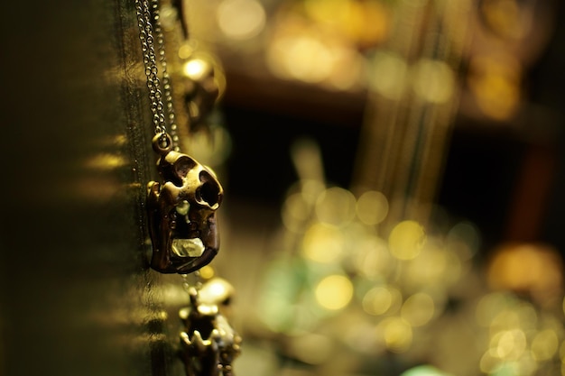 Close-up of chain hanging on wall