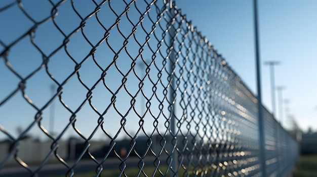 a close up of a chain link fence