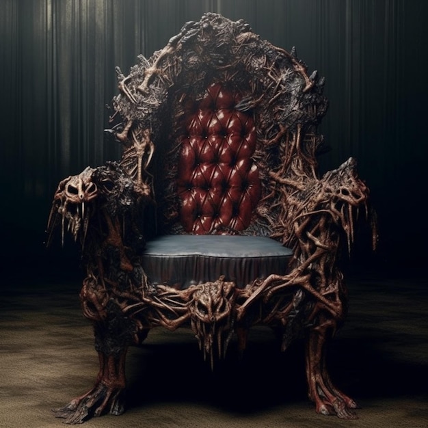 木と革で作られた椅子のクローズアップ生成AI